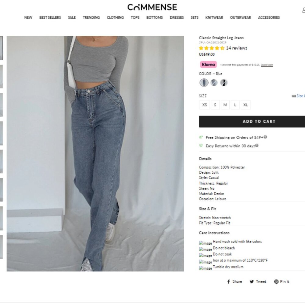 Classic Straight Jean Commense Sz Large